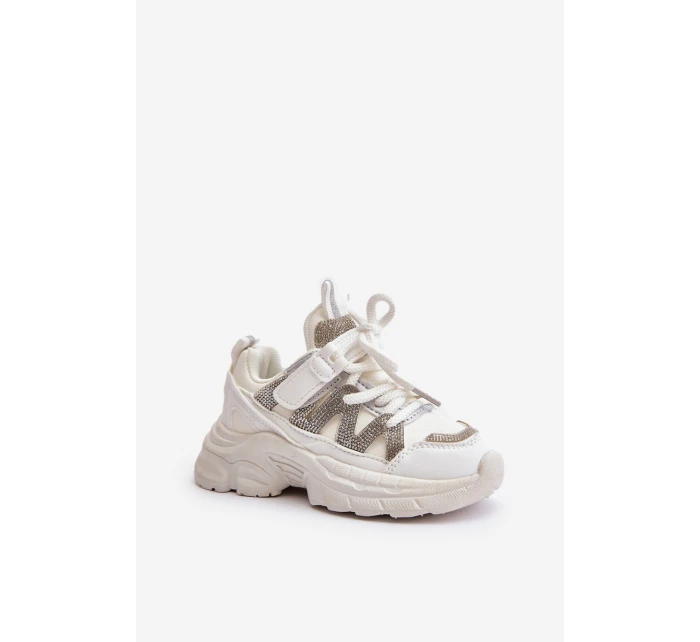 Dětské tenisky se zirkony bílé model 21672916 - Boto Dětské tenisky se zirkony bílé model 21672916 - Boto