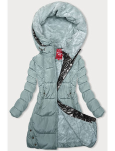 Zimná bunda v mätovej farbe s kapucňou (2M-231)
