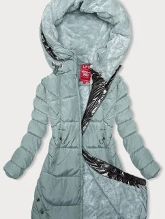 Zimná bunda v mätovej farbe s kapucňou (2M-231)