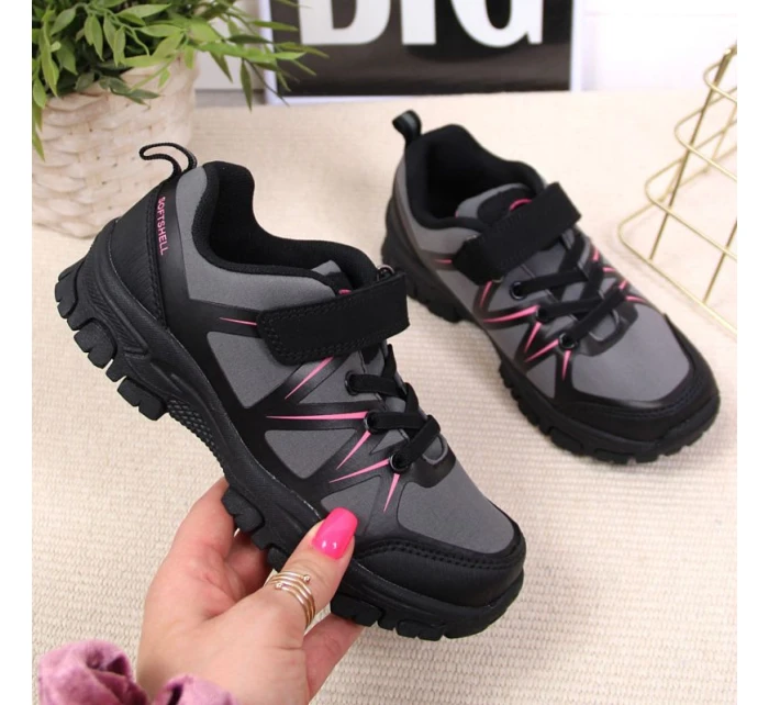 Club Jr model 17559859 šedé trekové boty na suchý zip - American