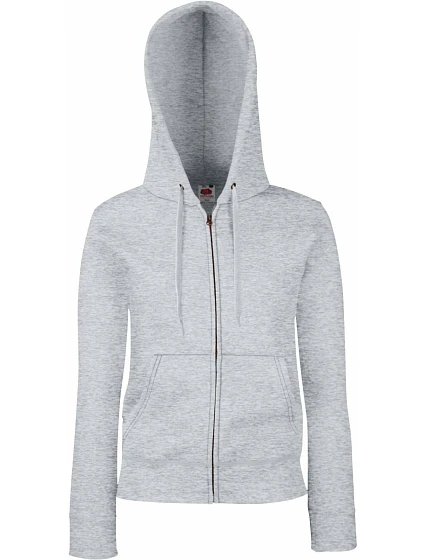 Fruit of the Loom Premium Lady-Fit Hooded Jacket Dámska mikina s kapucňou 16.2118 heather grey