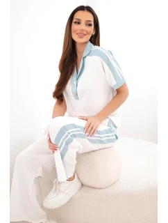 Dámska súprava s polokošeľou a širokými nohavicami tmavá mentolová