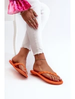 Ploché Sandály Dámské  Oranžové model 21661917 - Zaxy