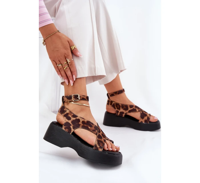 Dámské Sandály Na Platformě A Klínu V  Hnědé model 21688739 - Boto