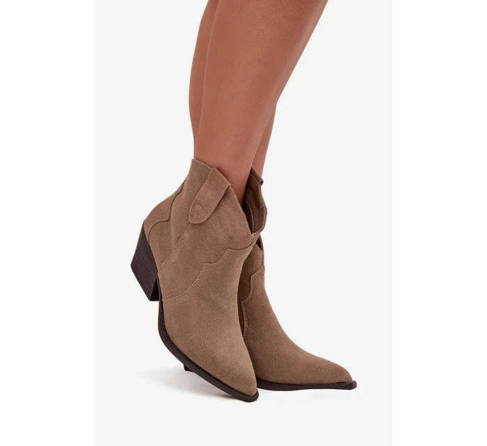 Nazouvací dámské kovbojky z přírodního semiše béžové model 21713721 - Boto Nazouvací dámské kovbojky z přírodního semiše béžové model 21713721 - Boto