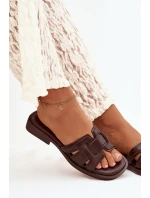 Dámské pantofle na ploché podrážce čokoládové Lorania Dámské pantofle na ploché podrážce čokoládové Lorania