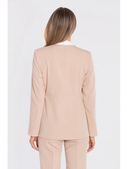 model 22152244 Elegantní sako s ozdobnou mašlí béžové - STYLOVE
