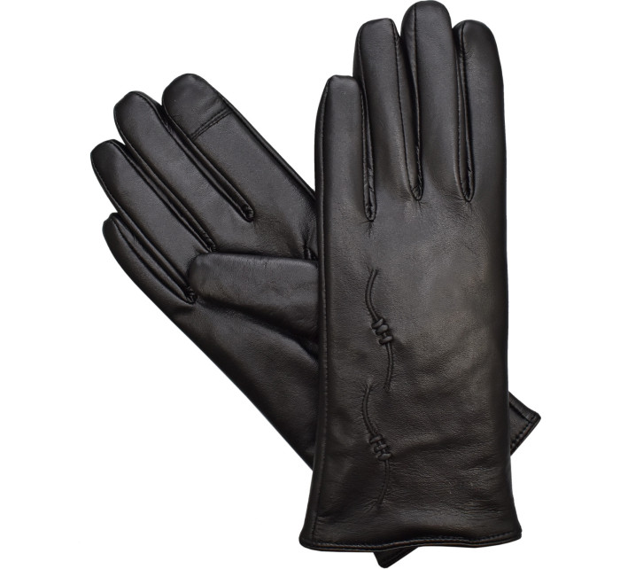 Semiline Dámske kožené antibakteriálne rukavice P8205-0 Black