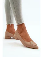 Lodičky na nízkom podpätku z ekologického semišu S.Barski Beige