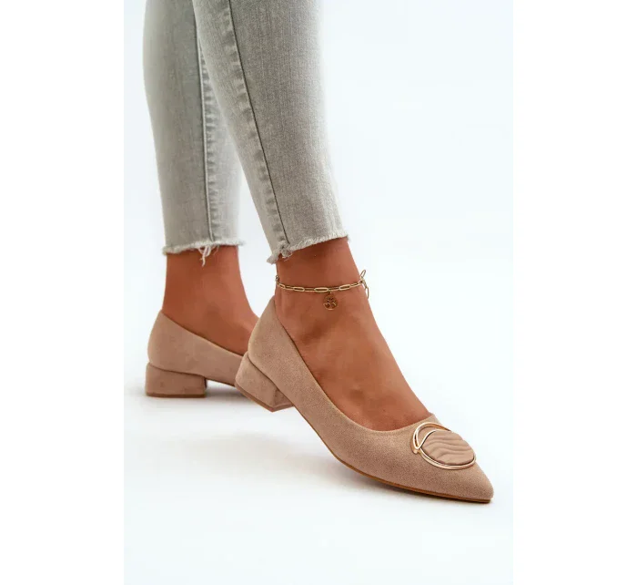 Lodičky na nízkom podpätku z ekologického semišu S.Barski Beige