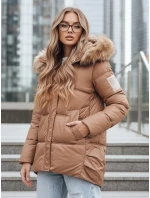 Dámská zimní prošívaná bunda s kapucí camel Dstreet model 21994853 - FashionStreet