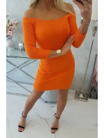 Pruhované vypasované šaty oranžové neónové Pruhované vypasované šaty oranžové neónové