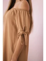 Šaty svázané na rukávech světlý velbloud Šaty svázané na rukávech světlý velbloud