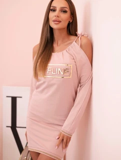 Dámské šaty s 3/4 rukávy a krajkou na zádech fango