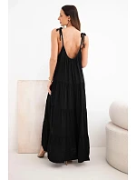 Dámské viskózové šaty na model 22141212 ramínkách černá - K-Fashion