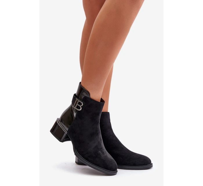 Eleganckie Botki Na Obcasie Ocieplane MR880-040 Czarne