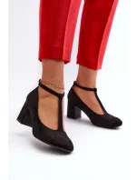 Čierne semišové lodičky na podpätku Raniyah Eco
