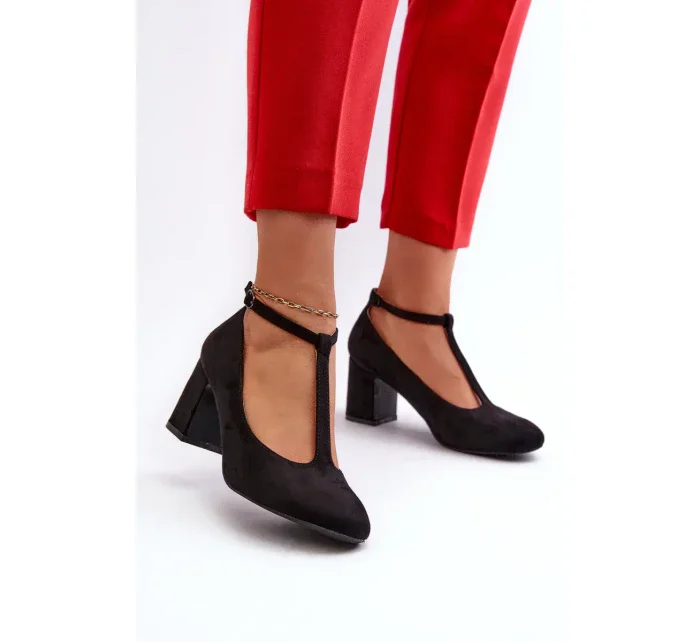 Čierne semišové lodičky na podpätku Raniyah Eco
