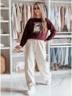 Dámská oversize mikina s potiskem vínová Dstreet model 21988091 - FashionStreet