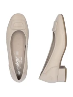 Dámske kožené lodičky na nízkom podpätku béžovej farby Rieker 43453-62