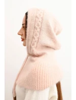 Dámská čepice s kapucí a pleteným vzorem bílá Dámská čepice s kapucí a pleteným vzorem bílá