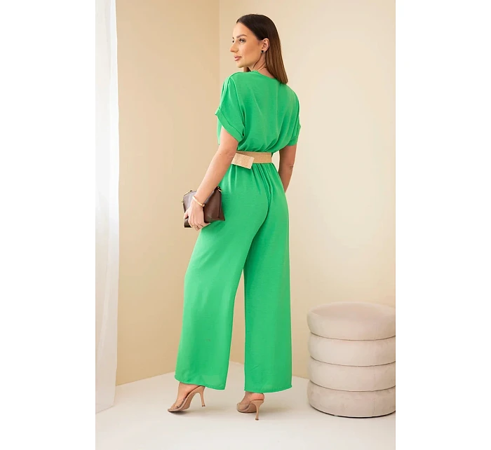 Kombinéza s ozdobným pásom zelená