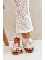 Klapki Z Ozdobą Skóra Naturalna Zazoo 3667 Złoty Przecierany Klapki Z Ozdobą Skóra Naturalna Zazoo 3667 Złoty Przecierany