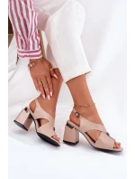 Eleganckie Sandały Damskie Na Słupku Vinceza 62238 Beżowe