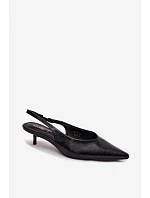 Lakované dámské sandály z umělé kůže na podpatku Černé Averelle