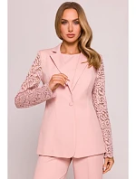 M865 Sako s čipkovanými panelmi a jedným gombíkom - púdrové