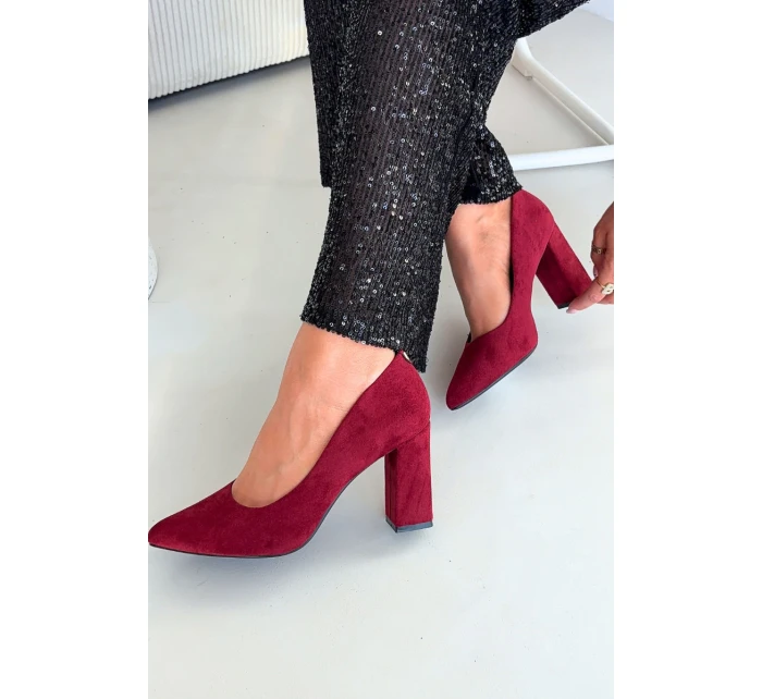 Dámske semišové lodičky na podpätku Sergio Leone - bordová