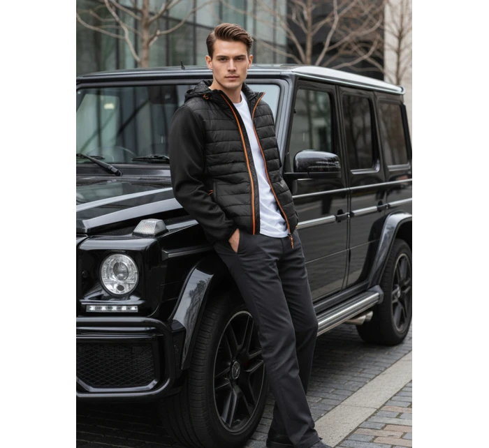 Pánska prechodná prešívaná bunda čierna FashionStreet TX3785