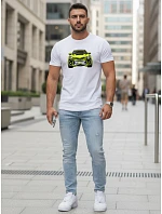 Pánske tričko s potlačou auta biele FashionStreet NX5015R