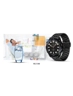 Černý silikonový řemínek + černý náramek model 21805557 - VELTORI