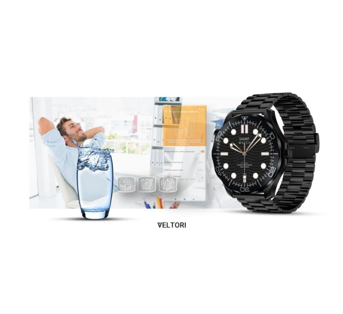 Černý silikonový řemínek + černý náramek model 21805557 - VELTORI