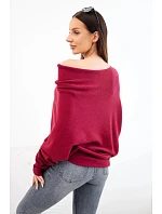 Dámský viskózový svetr model 22286879 typu asymetrický bordó barva - K-Fashion Dámský viskózový svetr model 22286879 typu asymetrický bordó barva - K-Fashion