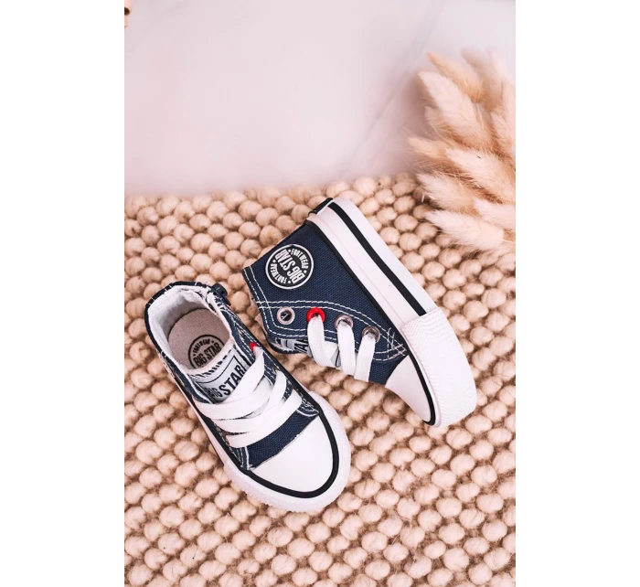 Dziecięce Wysokie Trampki Z Suwakiem BIG STAR HH374189 Granatowe Dziecięce Wysokie Trampki Z Suwakiem BIG STAR HH374189 Granatowe