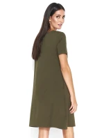 Dámske šaty na denné nosenie vo voľnom strihu krátkej khaki - Khaki - Makadamové