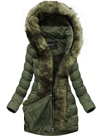 Dámska prešívaná zimná bunda s kapucňou khaki (w749-1) Dámska prešívaná zimná bunda s kapucňou khaki (w749-1)