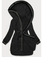 Tenká čierna dámska bunda s ozdobnou lemovkou (B8141-1)