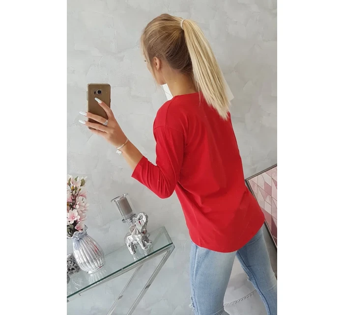 Halenka s 3D grafikou kočky červená