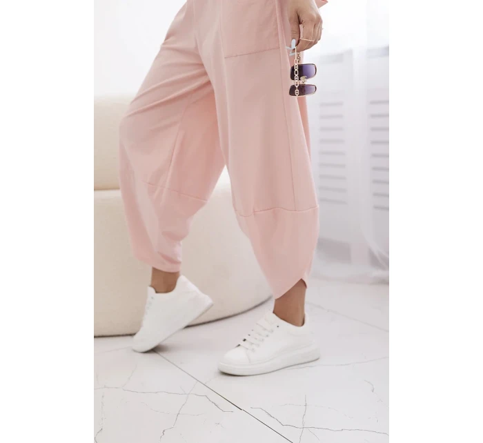 Bavlnená súprava blúzka + nohavice broskyňová