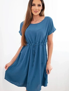 Dámske šaty s krátkym rukávom a viazaním v páse
