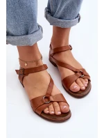 Zazoo 40182 Skórzane Sandały Damskie Brązowe