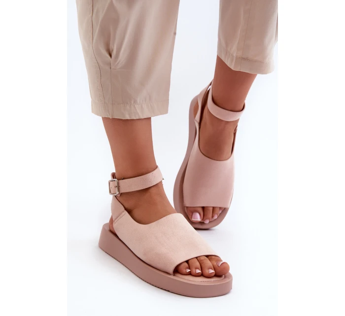 Wygodne Sandały Damskie Na Platformie Różowe Rubie Wygodne Sandały Damskie Na Platformie Różowe Rubie