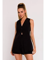 M776 Bunda bez rukávov s jedným gombíkom - čierna