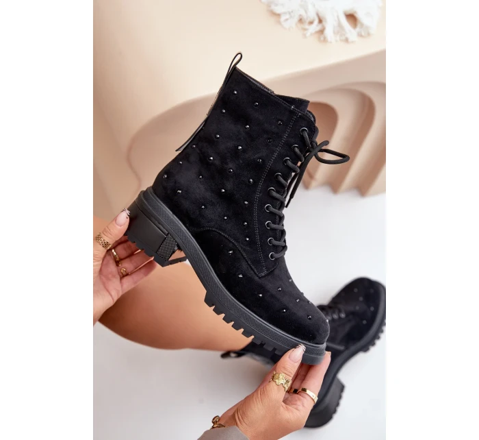 Dámske zdobené členkové topánky D&A MR880-017 Black Dámske zdobené členkové topánky D&A MR880-017 Black