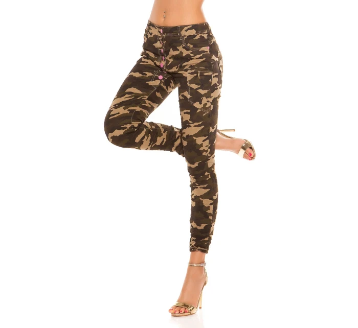 Dámske trendy Army skinnies 0000K600-273A khaki vzor - Koucla