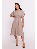Roztiahnuté šaty B278 béžová - BeWear