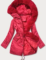 Dámska parka s kožušinou červená (5m762-270)